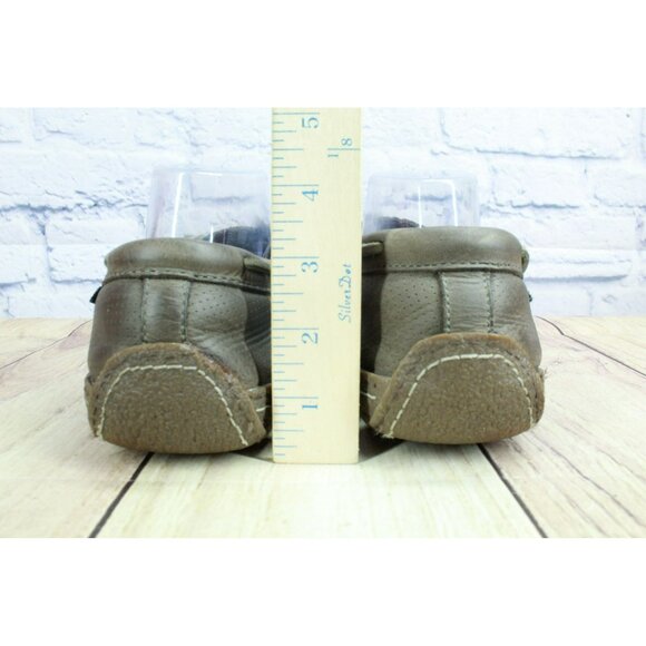 LL Bean Flannel Lined Moccasin Slippers Brown Leather Handsewn Size 11 M - Picture 6 of 9